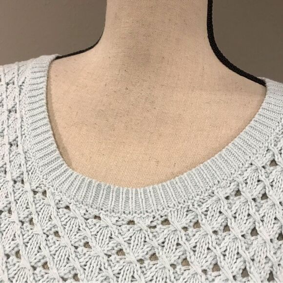 Pale pastel blue open knit sweater - Picture 3 of 11